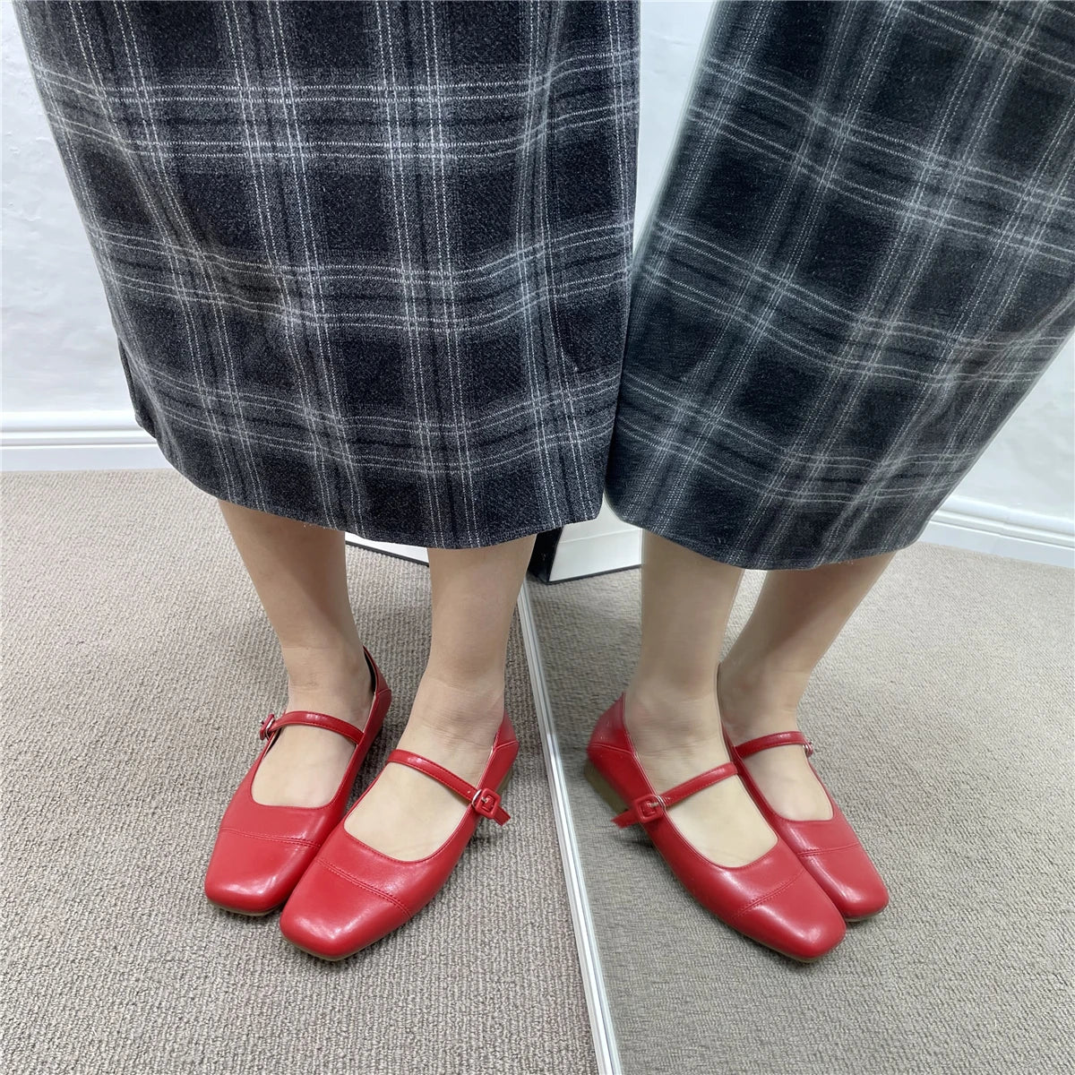 LBSFY -Women Flats New Slip On Flat Loafers Patchwork Square Toe Shallow Ballet Shoes knitting Casual Flat Shoes Ballerina