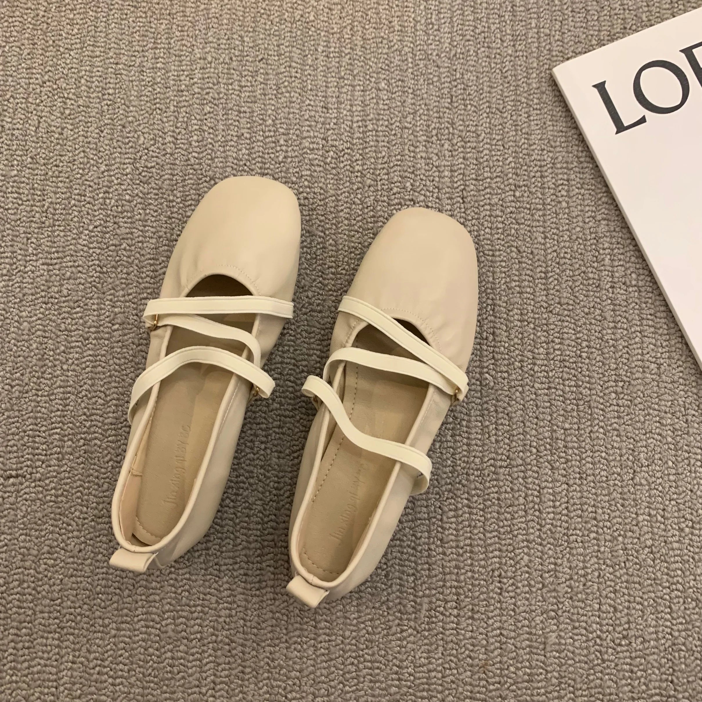 LBSFY -Women Shoes Brand Designer Mary Janes Shoes Woman Square Toe Japanned Leather Flats Vintage Narrow Band Loafers