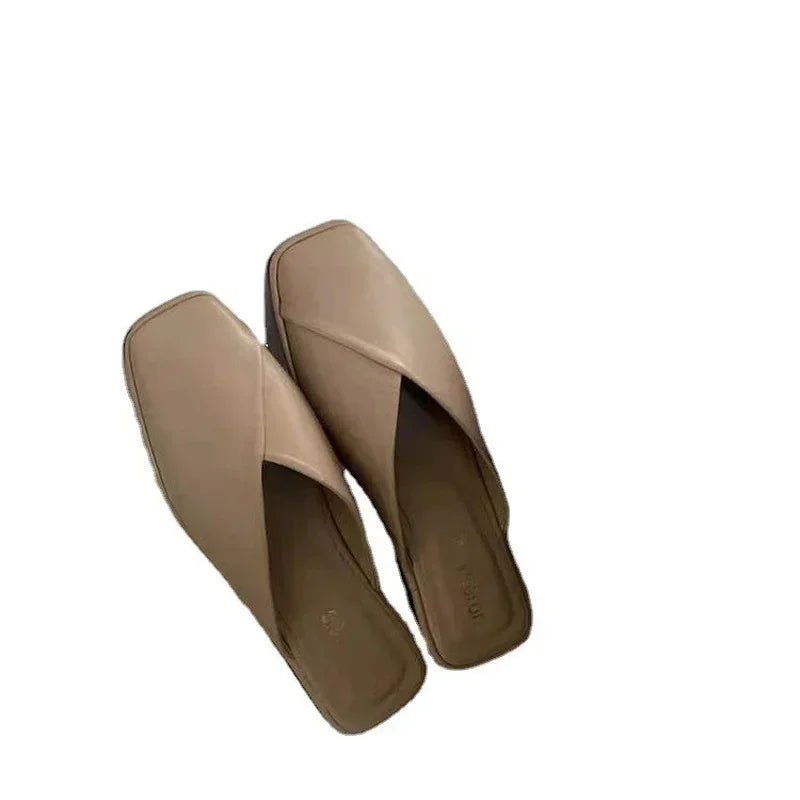 LBSFY -Sandals Female Slippers Women Fashion Flat Casual Mules Square Toe Sandals Women Flat Outdoor Walking Slides Zapatillas