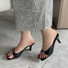 LBSFY - Summer Fashion Women Slipper Slip On Ladies Sandals Thin High Heel Outdoor Dress Slides Shoes Flip Flop Mujer