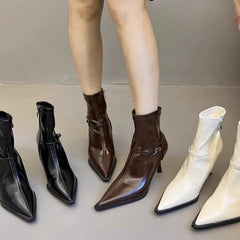 LBSFY -New Style Luxury Women's Fashion Short Plush Women Ankle Boots Pointed Toe Ladies Elegant Pumps Shoes Thin High Heel Short Boots