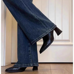 LBSFY -2025 Vintage High Heel Women Ankle Boots Fashion Square Toe Short Booties Autumn Winter Ladies Shoes Botas Mujer