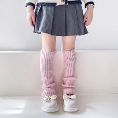 Lbsfy Children JK Lolita Leg Warmer for Girls' Autumn Winter Cute Knitted 40cm Long Foot Cover Y2K Punk Gothic Crochet Socks