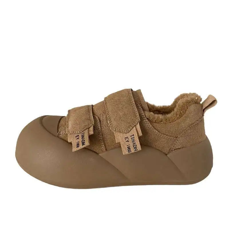 LBSFY  -  Brown Platform Shoes Women Winter Warm Casual Vintage Canvas Sneakers Kawaii Korean Fashion Soft Footwear