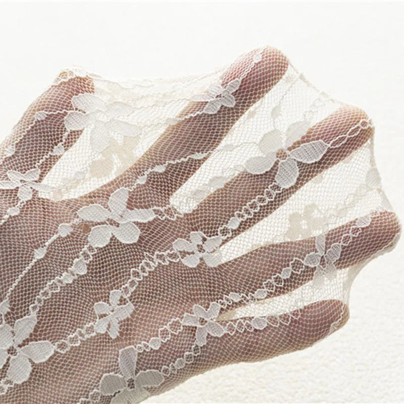 Lbsfy Women Lace Flower Hollow-Out Socks Retro Lolita Cute Summer Thin Middle Tube Transparent Socks Sweet Breathable Designer Socks