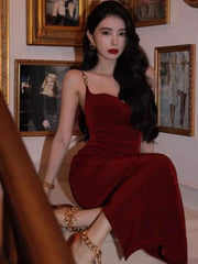 LBSFY -Vintage Elegant Sexy Bodycon Women's Dresses Backless Split Slim Off-Shoulder Sling Dress 2025 Chic Party Prom Female Clothes