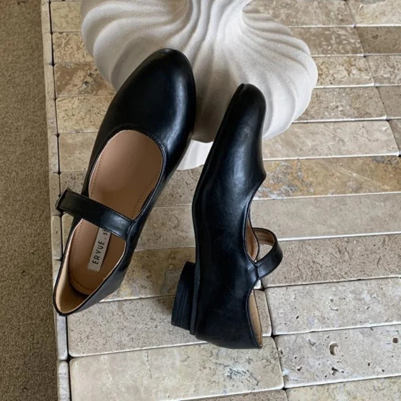 LBSFY  -  Fashion Women Flats Brand Design Square Toe Women Ballet Shoes Casual Buckle Strap Female Dress Shoes Low Heels Mu