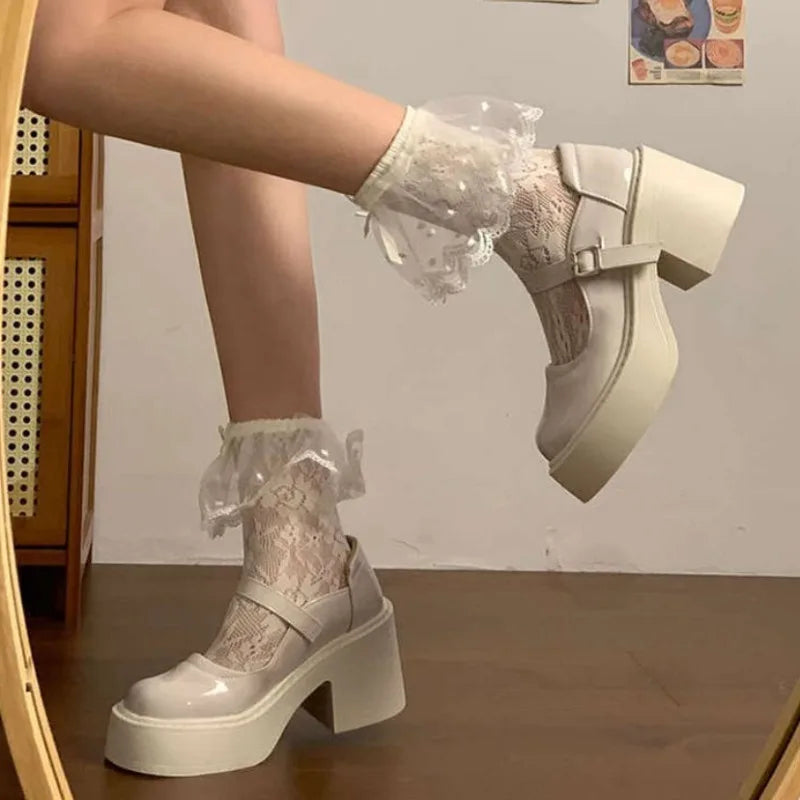 LBSFY -Women Mary Jane Shoes Ladies Concise Outdoor Pumps Spring Autumn Cute Single Shoe Women Dress Leather Lolita Shoes Women Loafers