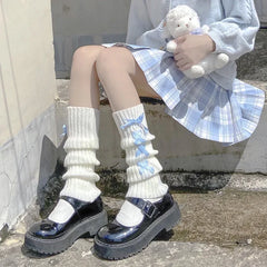 Lbsfy Lolita Leg Warmers Women Japanese Style Gothic Long Socks Ribbon Leggings Gaiters Knee Goth Sock Knitted Cuffs Ankle Warmer