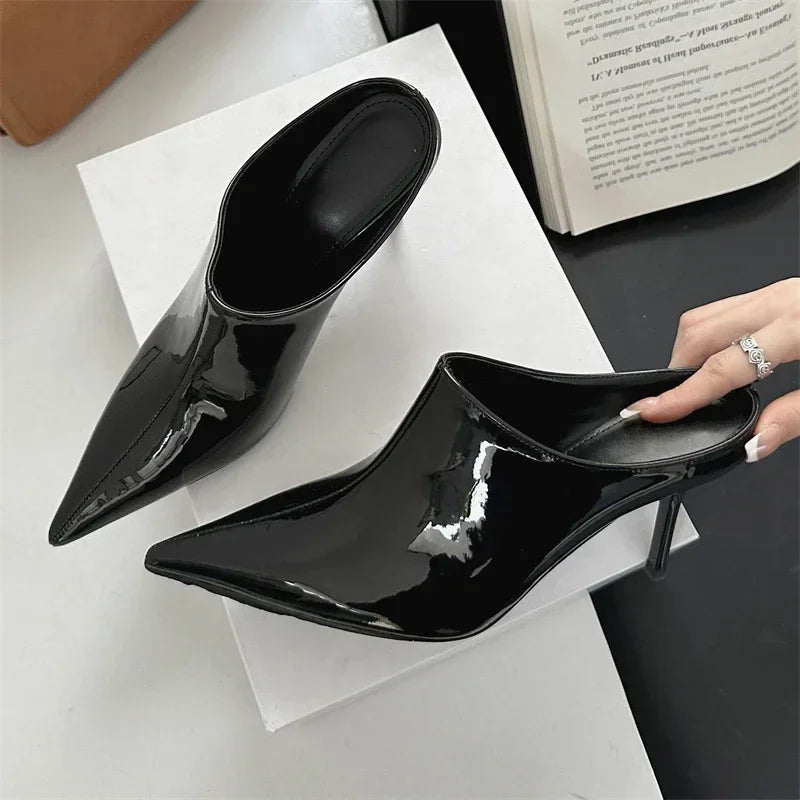 LBSFY -Spring Fashion Woman Slippers Sexy Pointed Toe Thin Low Heels Wedding Party Slides Mules Shoes Zapatillas De Mujer