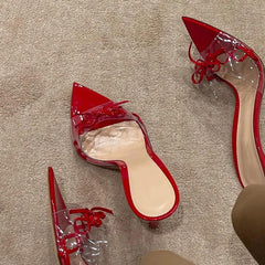 LBSFY  -Sexy Thin High Heel Summer Women's Slippers Elegant Butterfly-knot Peep Toe Slides Ladies Evening Party Shoes