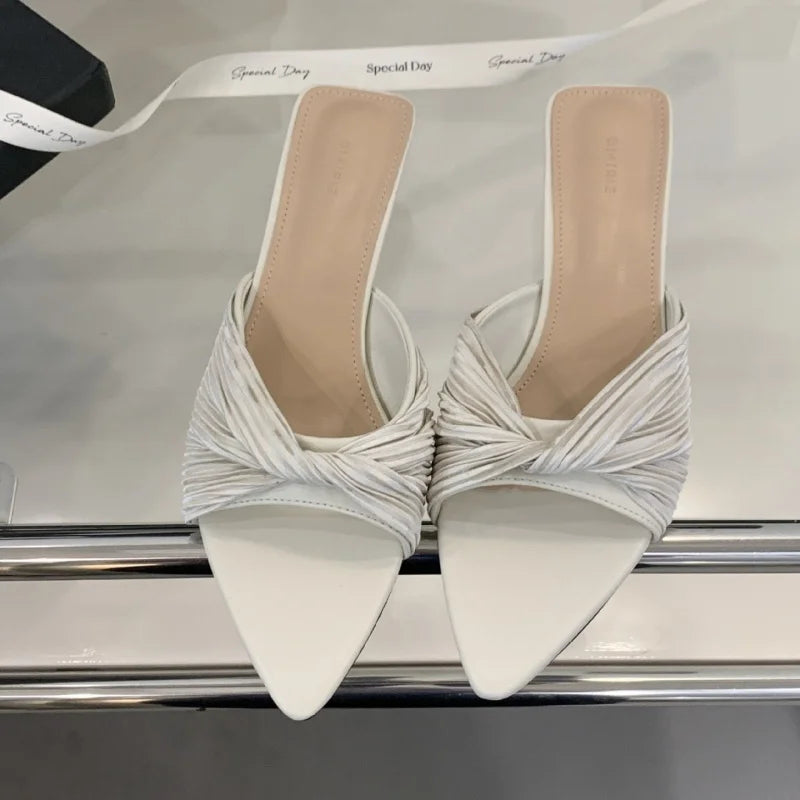 LBSFY -Women Outdoor Slippers High Heel Shoes Summer Footwear  Fashion Design Pointed Toe Ladies Slides Pumps Female Mule