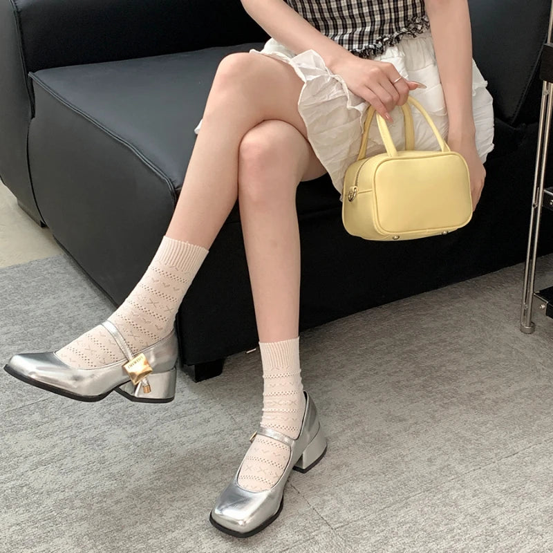 LBSFY  -  Spring Women Mary Jane Shoes Fashion Shallow Buckle Ladies Elegant Square Heel Single Shoes Street Style Pumps Shoes