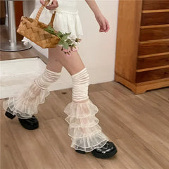 Lbsfy Japanese Sexy Women Over The Knee Leg Cover Lace Ruffles Leg Socks Party Y2K Women Punk Harajuku Leg Warmers JK Accessories