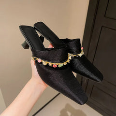 LBSFY  -   Fashion Sandals Women New High Quality Elegant Ice Mesh Crystal Slippers Banquet Dress Modern Muller Slippers