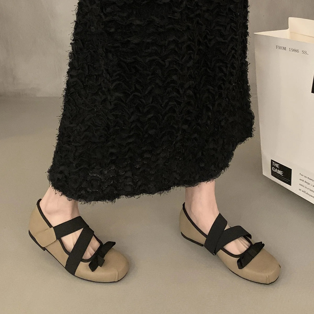 LBSFY  -  2025 Spring Women Flats Fashion Leopard Print Split Toe Shallow Slip On Ladies Mary Jane Soft Flat Heel Ballerina Shoe