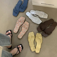 LBSFY  Summer Beach Flip Flop Women's Flats Slippers Comfort Slip On Slides Casual Dress Street Style Shoes