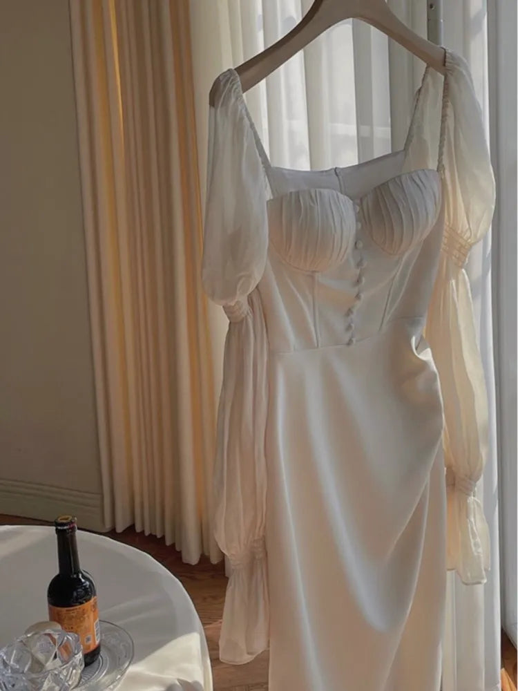 LBSFY -Elegant Party Dresses For Women Vintage Long Dress Off Shoulder Long Sleeve Autumn Spring Prom Robe Slim One Piece Vestidos New