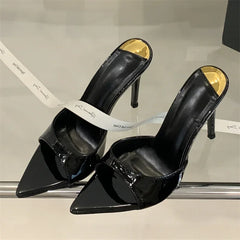 LBSFY -Summer Street Style Thin Heels Woman Slippers Sexy Pointed Toe Stripper Wedding Slides Ladies Shoes Zapatos De Mujer
