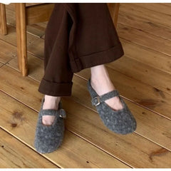 LBSFY -Big Size 43 Women Lambswool Slippers Winter Sheep Fur Shoes Ladies Flat Cotton Slides Home Pantuflas Daily Slip On Furry Mules