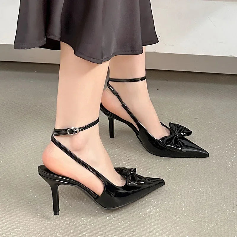 Lbsfy Butterfly-Knot Designer High Heels Women Ankle Strap Pointed Toe Banquet Dress Shoes Ladies Fashion Elegant Sandals Women Pumps