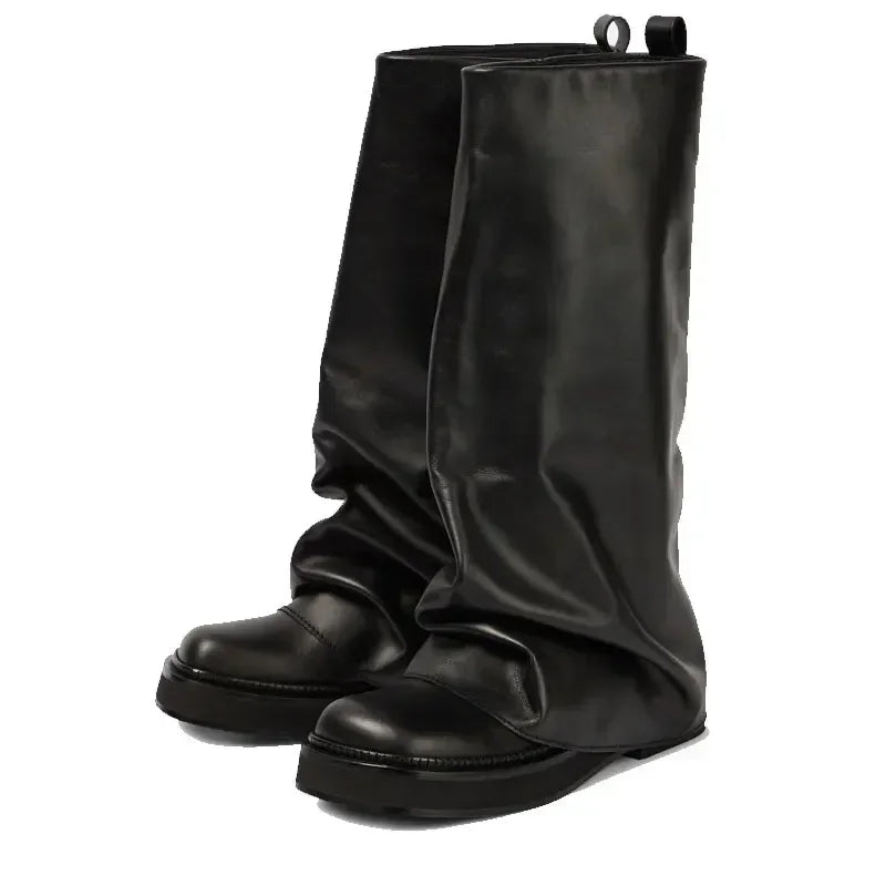 LBSFY  -  European and American Trendy Pants Boots with High Sleeves and Thick Heels, Fashionable Motorcycle Boots, Women's Runway Boots