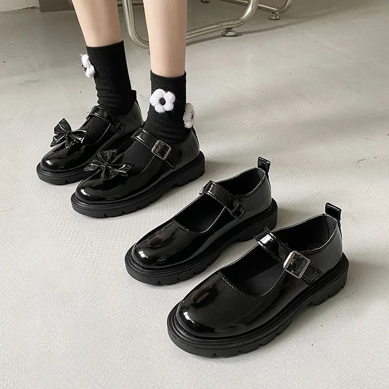 LBSFY -Women Black Lolita Shoes Casual Platform Mary Janes Heels Women Vintage Pumps for Women College Student Low Heel Women's Shoes