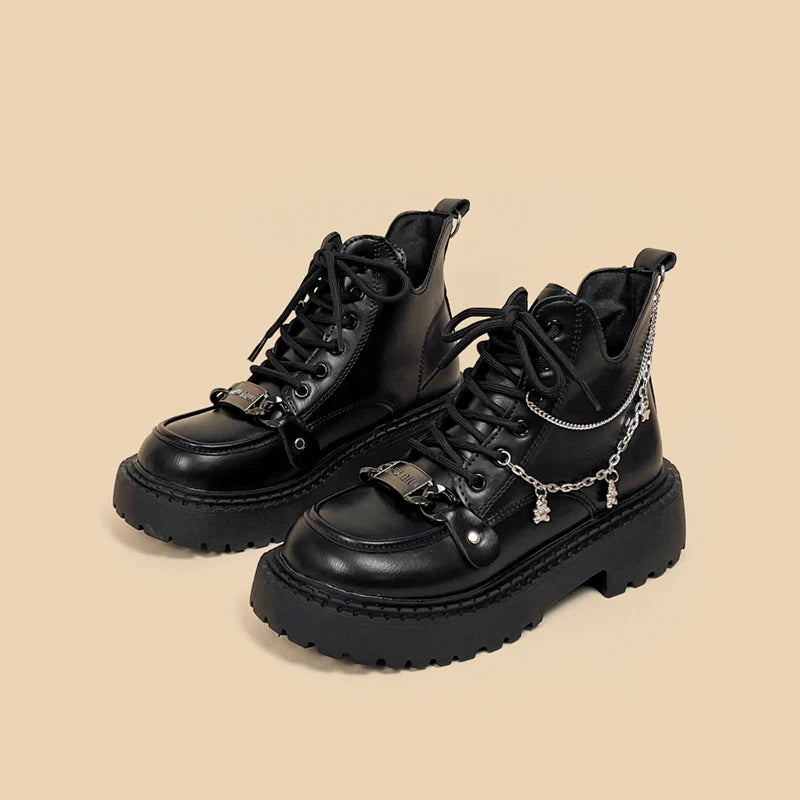 LBSFY  -   Design Fashion Ladies Platform Boots for Girls Female Students Kawaii Black Ankle Boots Women