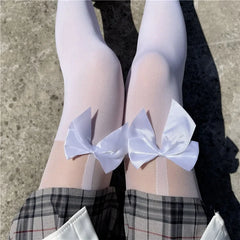 Lbsfy Women Pantyhose Tights Bowknot Lolita Nylon Tights Stockings Seamless Fishnet Pantyhose Female Hosiery Japanese Style Black