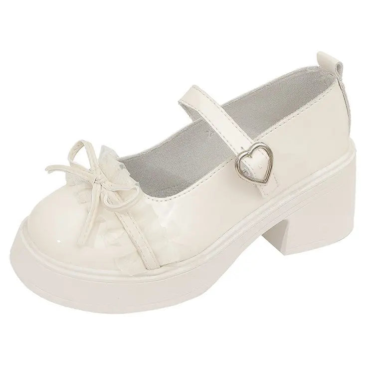 LBSFY -Ankle Buckle Chunky Heels Bow Women Japanese Style Patent Leather Mary Jane Shoes Woman Punk Thick Heels Single Lolita Shoes
