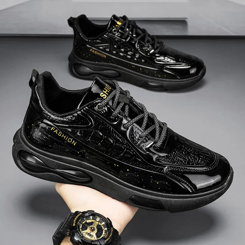 LBSFY -Men Fashion Leather Shoes Alligator Lines Sports Shoes Autumn Cushioning Sneakers Men Trendy Casual Jogging Running Shoes