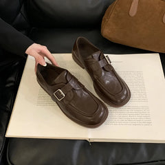 LBSFY  -  Women's Loafers British Style 2025 New Buckle Thick Heel Female Shoes Spring Large Size Women's Oxford Shoes