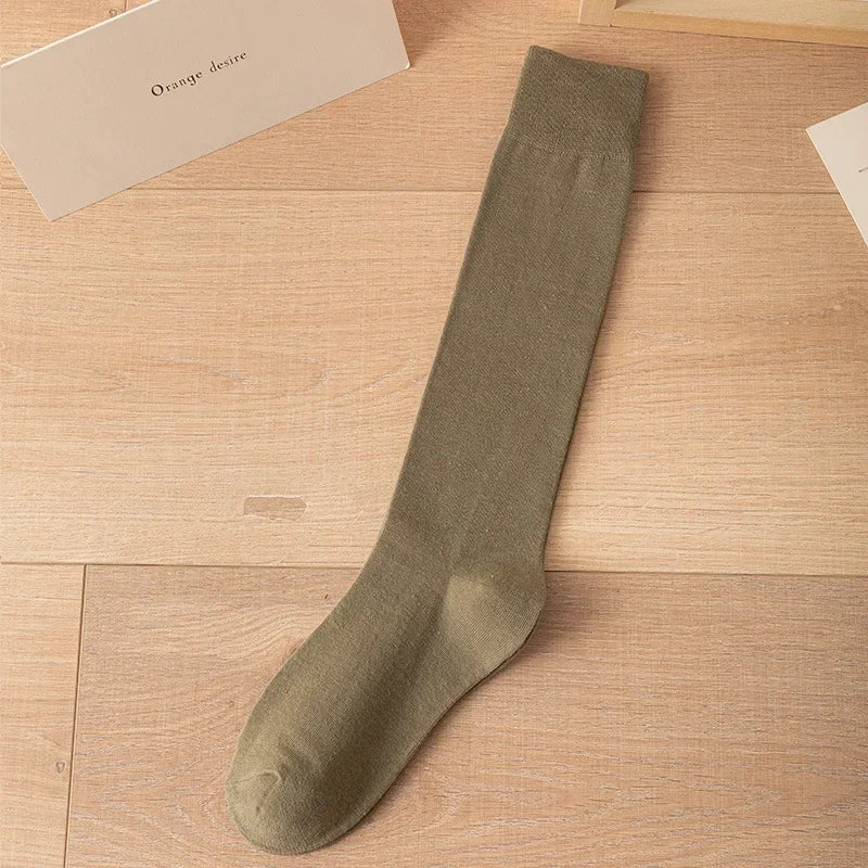 Lbsfy Women Cotton Knee High Socks Girl Black White Stockings Solid color Casual Calf Sock Female Fashion Sexy Long Socks