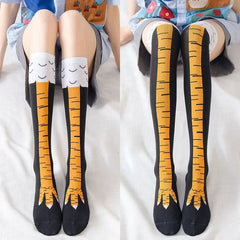Lbsfy Funny Chicken Paw Stocking Over-knee Pressure Thin Leg Long Stockings Women Spring Autumn Winter Middle High School Girls Socks