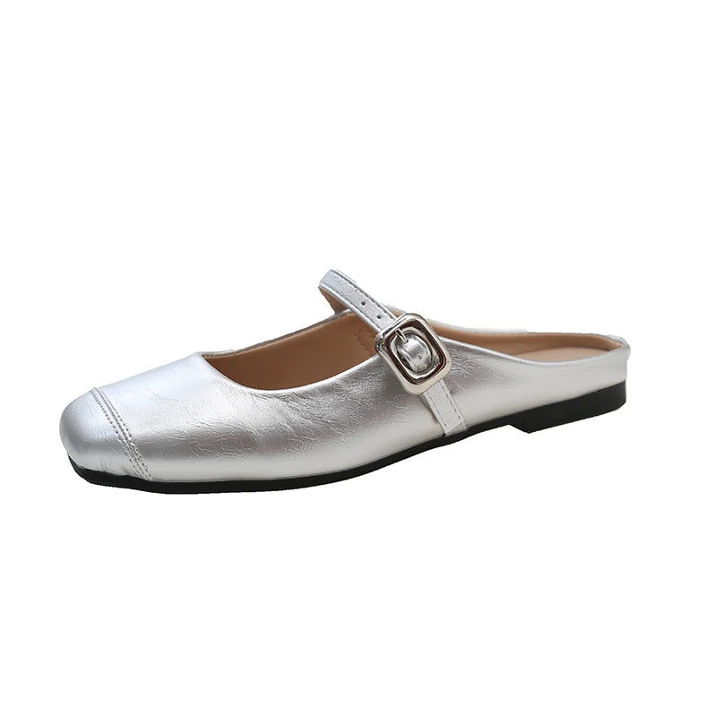 LBSFY -Fashion Solid Color Simple Slippers Elegant Casual Flat Wear-resistant Comfortable Fashionable Women's Muller Chaussure Femme