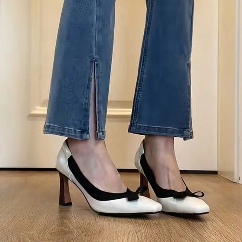 LBSFY -New Women's Retro Round Toe Elegant High Heels Ladies Cross Straps Shallow Party Dress Shoes Women Pumps Zapatos De Mujer
