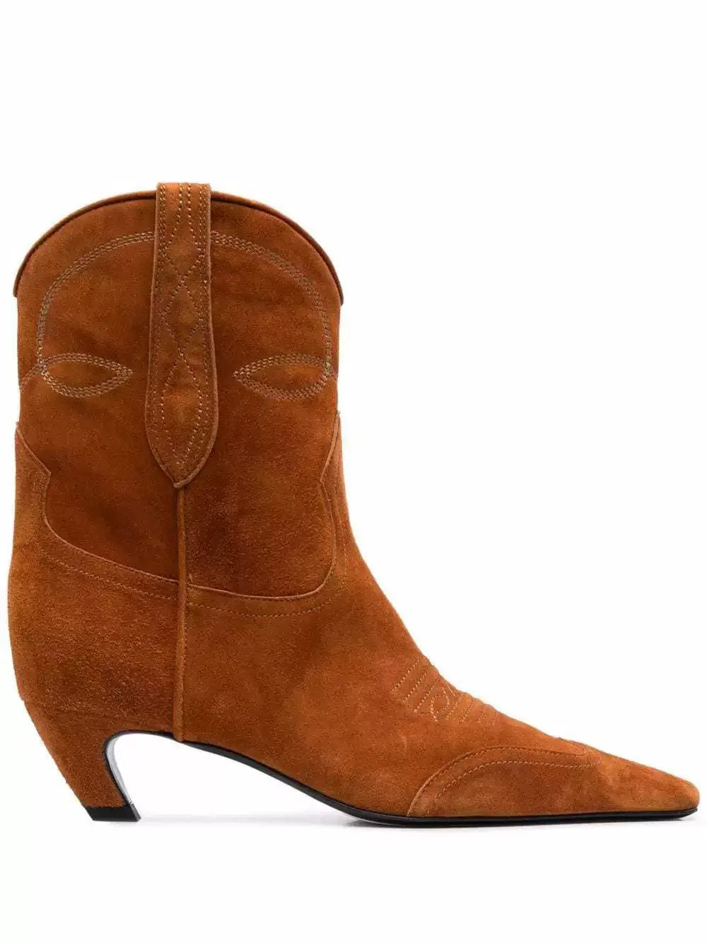 LBSFY  -  Embroidered Square Toe Cat Heel Western Cowboy Boots Woman Winter 2024 Slip-On Shaped Heel Slim Boots Fashion Shoes for Women