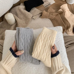 Lbsfy Thick Cashmere Socks Warm Winter Luxury Women Wool Casual Japanese Fashion Solid Color Comfortable Home Sock Long High Quality