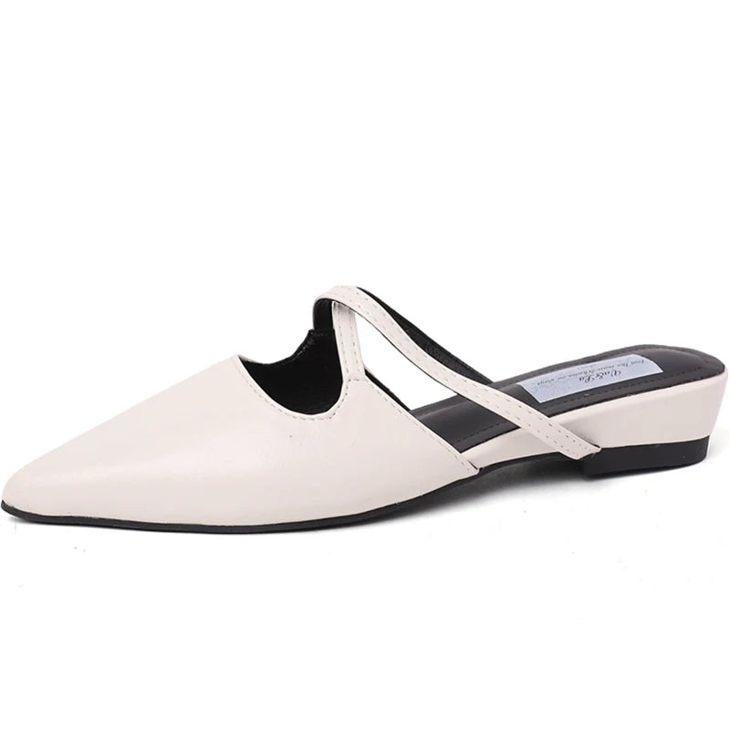 LBSFY  Summer Women's Pointed Toe Mules Slippers Fashion Shallow Slip On Slides Elegant Dress Street Style Shoes