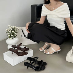 LBSFY  - Fashion Women Slippers Stiletto Open Toe High Heels Slippers Flip Flops Outdoor Slides Party Shoes Woman