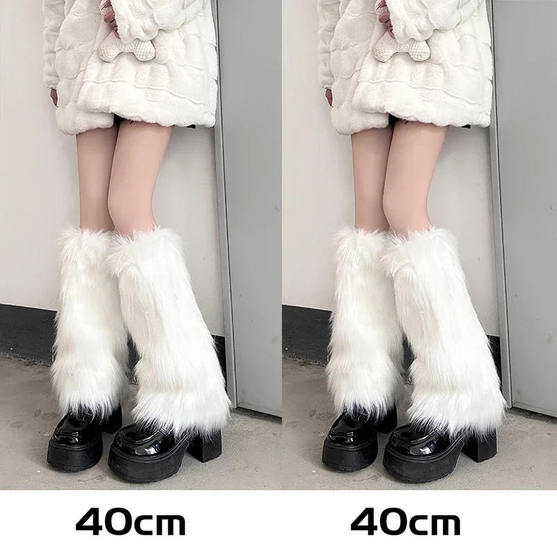 Lbsfy 1/2pairs Y2K Spicy Girls Imitation Rabbit Fur Grass Leg Covers Plush Thickened Velvet Subcultural Tubing Stacked Furry Leg