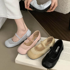 LBSFY -Spring Autumn Designer Elastic Band Mesh Women Ballet Flats Round Toe Casual Mules Shoes Zapatos De Mujer