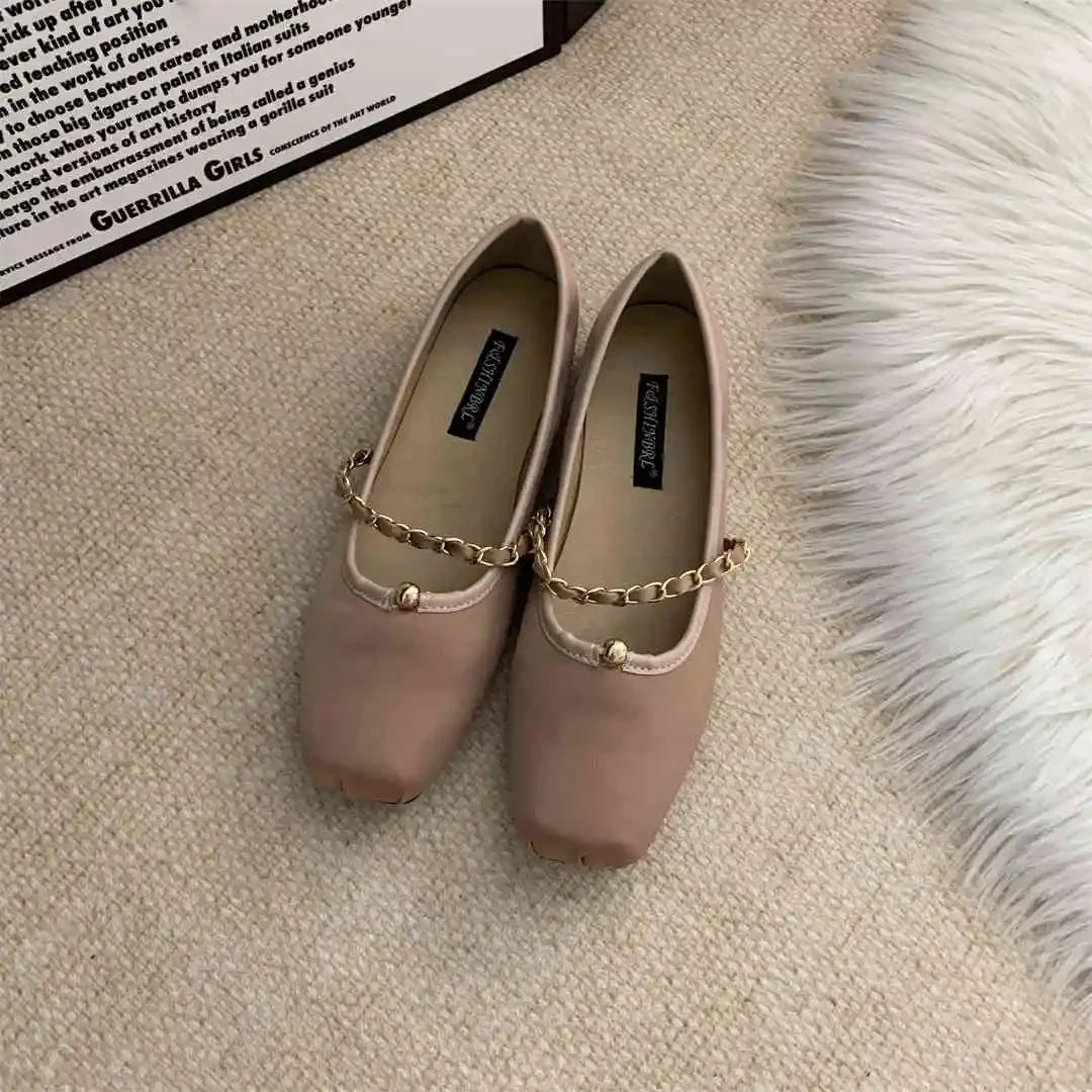 LBSFY  -  Ballerina Flats For Women Satin Pink Purple 2025 New zapatos de mujer Square Toe Ballet Flats Shoes
