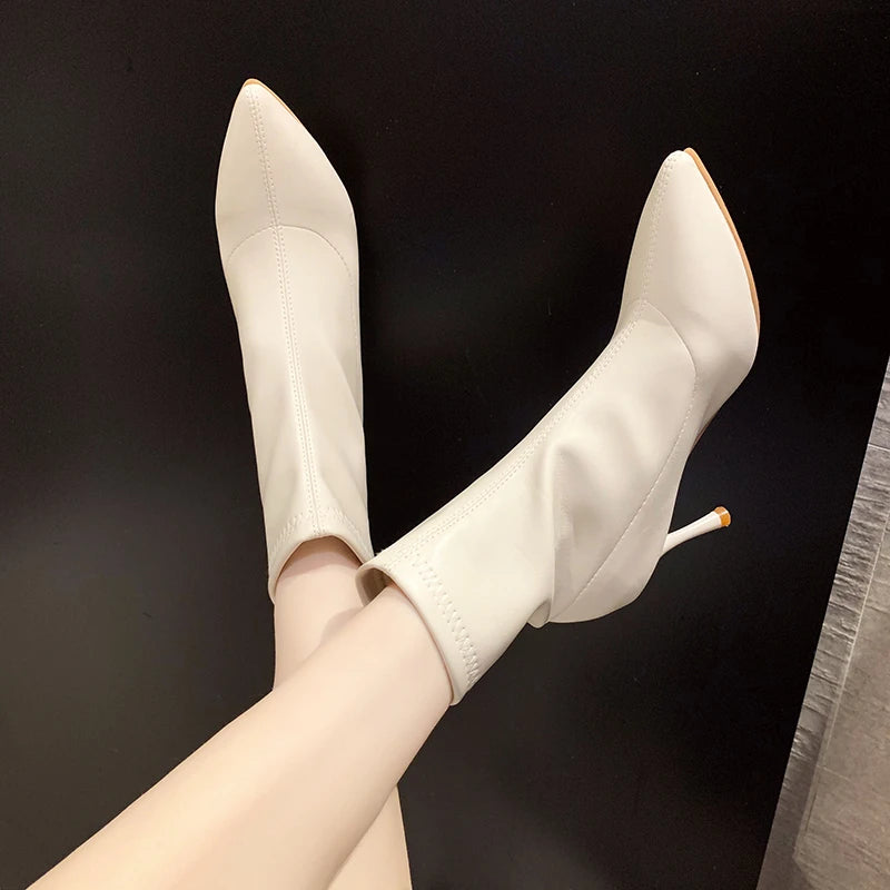 LBSFY -New Style Luxury Women's Fashion Ankle Boots Pointed Toe Stretch Boots Autumn Stiletto Socks Boots High Heels Ladies Shoes