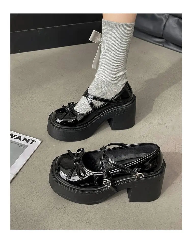 LBSFY -Lolita Shoes Women Japanese Style Mary Jane Shoes Women Vintage Shallow High Heels Chunky Platform Shoes Cosplay Female Sandals