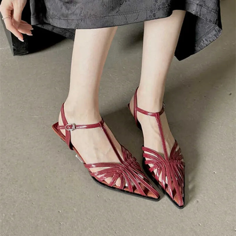 LBSFY  -  Summer Heels Women Sandal Fashion New Brand Gold Narrow Band Ladies Slingback Shoes Ankle Srtrap Dress Slides Mujer