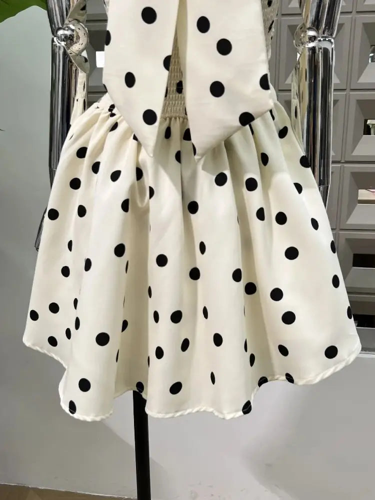 LBSFY -Elegant Dot Halter V-Neck Mini Dress Backless A-Line Gowns Women's Clothing Summer Beach Slimming Holiday Dresses Vestidos