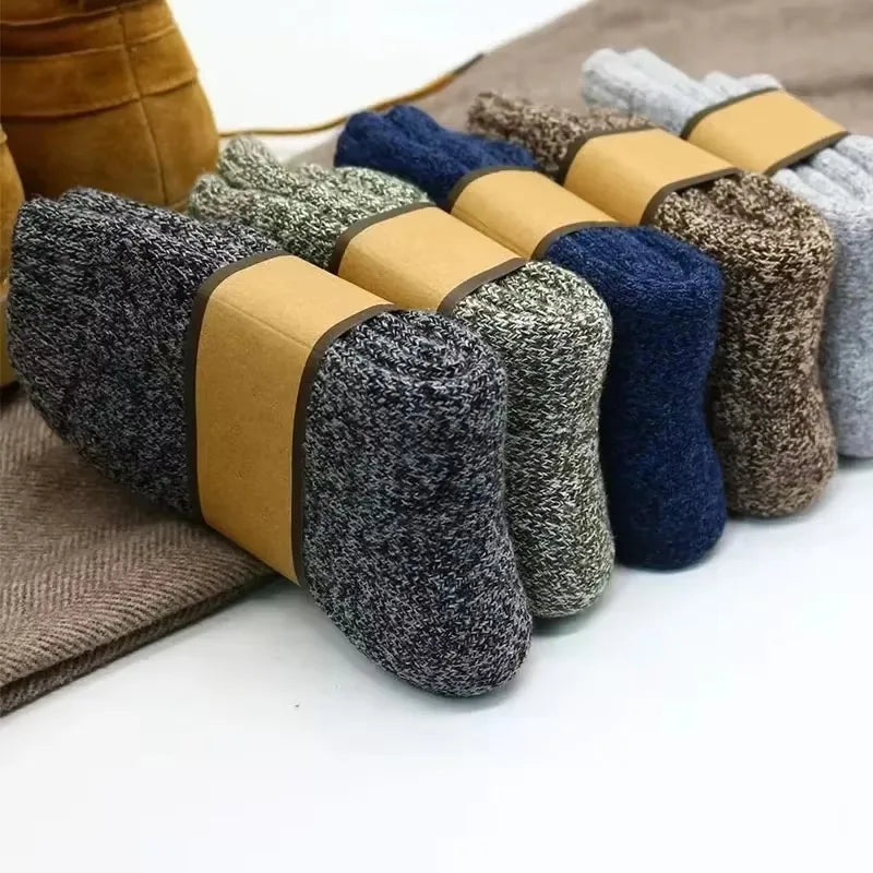 Lbsfy Winter Merino Wool Socks for Men Super Thick Warm High Quality Harajuku Retro Snow Casual Antifreeze Cashmere Socks Men 3 Pair