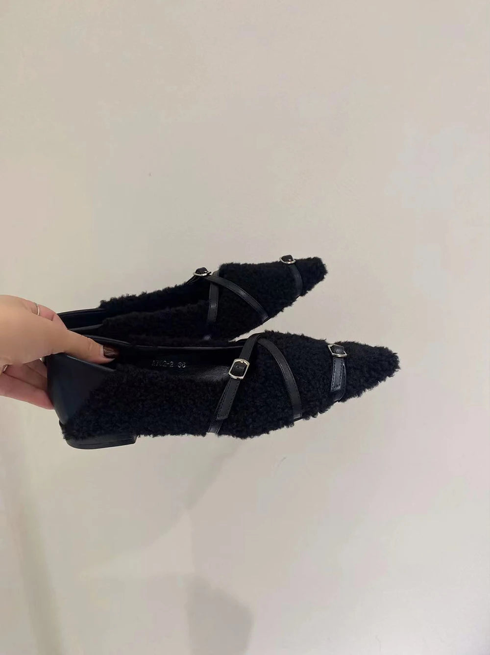 LBSFY  -  Pointed Toe Women Flat Loafers Fur Loafers 2024 New Arrivals Shallow Slip On Casual Dress Shoes Cute Daily Dress Shoes Woman 39