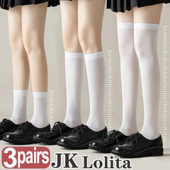 Lbsfy 1/3pairs Lolita Sexy Nylon Women Stockings Cute JK Black White Long Socks Over Knee Thigh High Socks Women Compression Socks